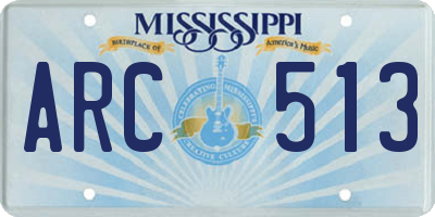 MS license plate ARC513