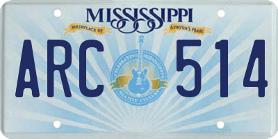 MS license plate ARC514
