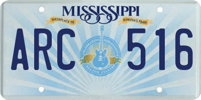 MS license plate ARC516