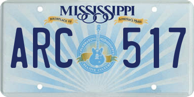 MS license plate ARC517