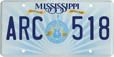 MS license plate ARC518