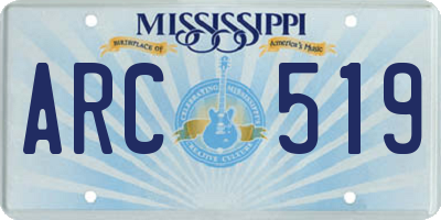 MS license plate ARC519
