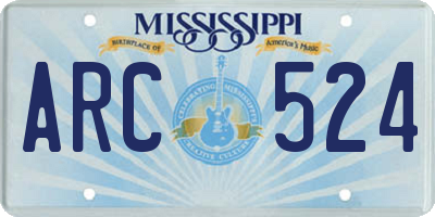 MS license plate ARC524