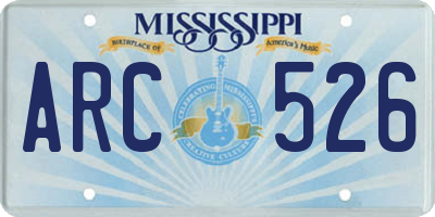 MS license plate ARC526