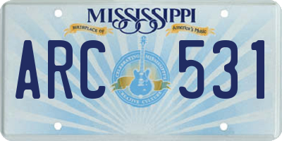 MS license plate ARC531