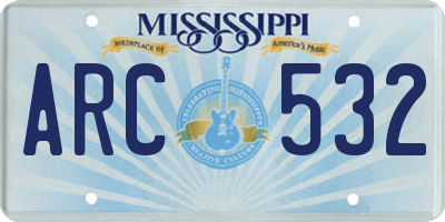 MS license plate ARC532