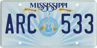 MS license plate ARC533