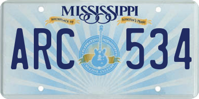 MS license plate ARC534