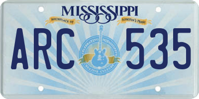 MS license plate ARC535