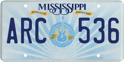 MS license plate ARC536