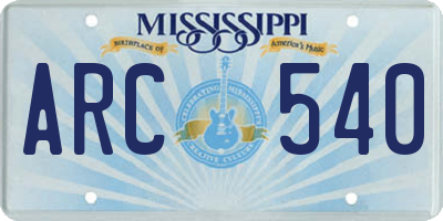 MS license plate ARC540
