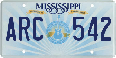 MS license plate ARC542