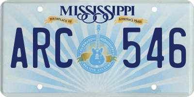 MS license plate ARC546
