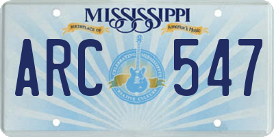 MS license plate ARC547