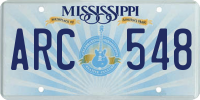 MS license plate ARC548