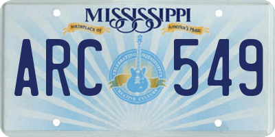 MS license plate ARC549