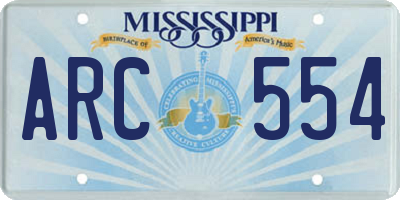 MS license plate ARC554