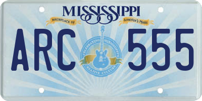 MS license plate ARC555
