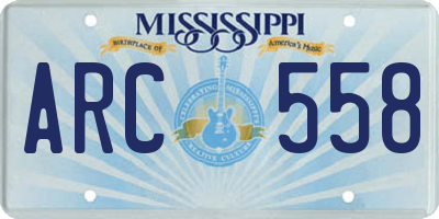 MS license plate ARC558