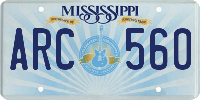MS license plate ARC560