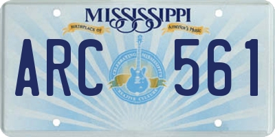 MS license plate ARC561