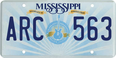 MS license plate ARC563
