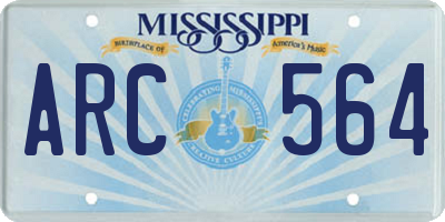 MS license plate ARC564