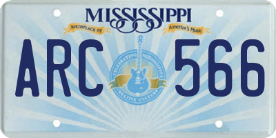 MS license plate ARC566