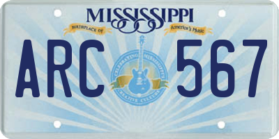 MS license plate ARC567