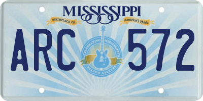 MS license plate ARC572