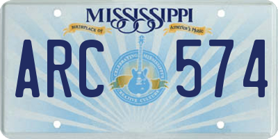 MS license plate ARC574