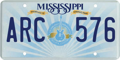 MS license plate ARC576