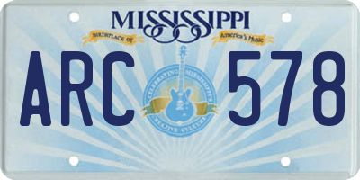 MS license plate ARC578