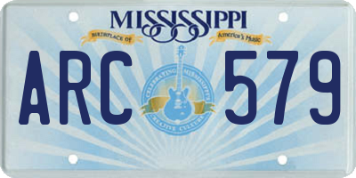 MS license plate ARC579