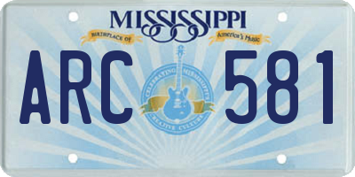 MS license plate ARC581