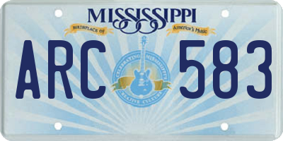 MS license plate ARC583
