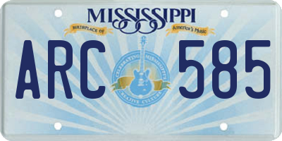 MS license plate ARC585