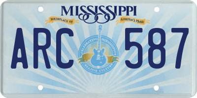 MS license plate ARC587