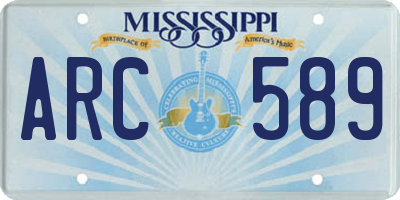 MS license plate ARC589