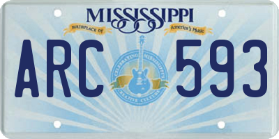 MS license plate ARC593