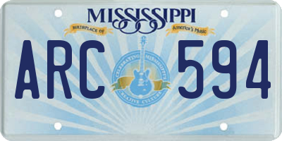 MS license plate ARC594