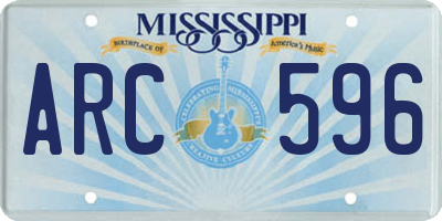 MS license plate ARC596