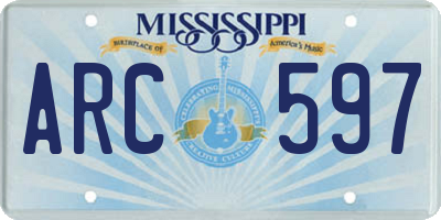 MS license plate ARC597