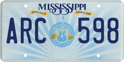 MS license plate ARC598
