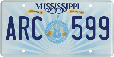 MS license plate ARC599