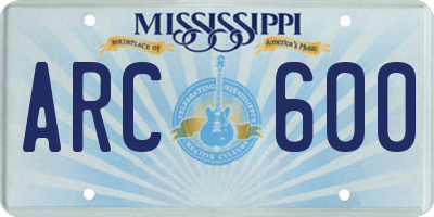 MS license plate ARC600