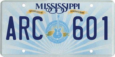 MS license plate ARC601