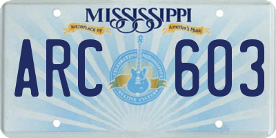 MS license plate ARC603