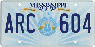 MS license plate ARC604