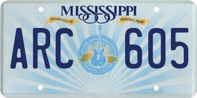 MS license plate ARC605